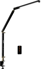 Neatfi LED Desk Lamp with Clamp, Touch & Remote Controlled, Stepless Dimming, 3 Color Modes, 3000-6000K, Detachable Shade, Flicker-Free, 360° Rotation, Wide Angle Lighting (Modern, Black)