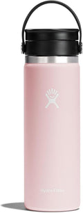 Hydro Flask Water Bottle - Insulated Stainless Steel - Wide Mouth Flex Sip Lid, Non Spill, Leakproof and Refillable in 20 Oz Trillium Pink