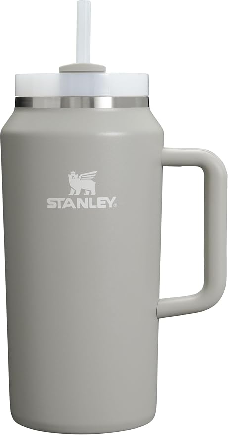 STANLEY Quencher H2.0 Flow State Tumbler, 64 oz, Ash | Handle and Straw | 3-Position Lid | Large Capacity for Travel & Sports| Insulated Stainless Steel Cup | BPA-Free