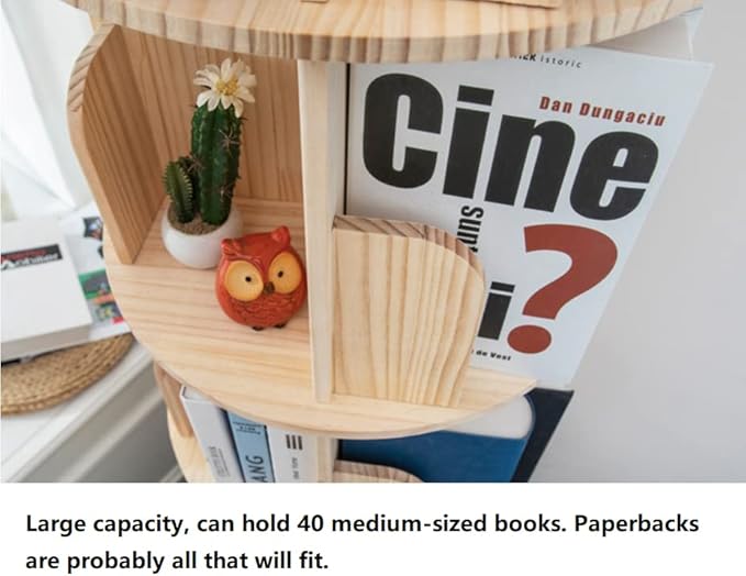 Heehee 2 Rotating Bookshelf 360 Display Floor Standing Bookcase Storage Rack for Kids&Adults Multi-Functional Bookshelf Organizer (2-Tier)