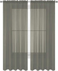 2 Piece Solid Elegant Sheer Curtains Fully Stitched Panels Window Treatment Drape (54" X 36", Gray)