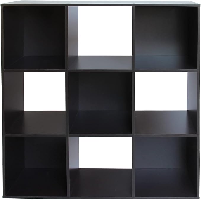PACHIRA US 9 Cube Storage Shelf Organizer, Heavy Duty Wooden Closet Cabinet, File Organizer Rack Display Cube Bookshelf Compartments, Dark Brown