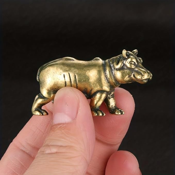 Vintage Solid Brass Hippo Figurine - Adorable Desk Decor for Collectors - Perfect Office or Home Accent(Hippo)