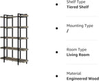 Rolanstar Book Shelf 5-Tier, 71.8’’H Tall Bookshelf for Home Office, Open Wood Display Shelves, Large Standing Bookcase with Metal for Living Room, Industrial Corner Bookshelf Grey