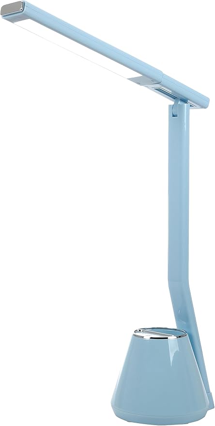 Folding Mini Desk Lamp - Dimmable Touch Control 8W LED Portable Light - Foldable 17.67" H Table Top Lamps for Office Home & Travel, Blue