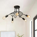 Modern Farmhouse Chandelier,25 Inch 5 Light Sputnik Semi Flush Mount Ceiling Light, Metal Black Rustic Light Fixture for Dining Room Bedroom Kitchen Hallway Entryway