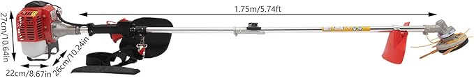 26cc 2-Stroke Gas Weed Trimmer, Air-Cooled 2-Stroke Cordless Lawn Edger Gas String Trimmer with Handle & Shoulder for Lawn & Edging (2 Blade Heads)