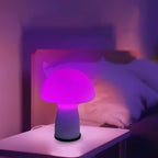 Milk White Mushroom lamp, Murano style retro design,Glass desk lamp with RGB 16 Color gradient dimmable LED bulbs, bedroom bedside bedside lamp, perfect home decoration.(LED Bulb Included)