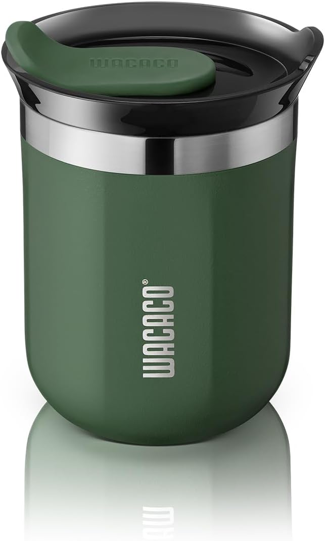 WACACO Octaroma Classico Vacuum Insulated Coffee Mug, Double-wall Stainless Steel Travel Tumbler With Drinking Lid, 6 fl oz (180ml), Pomona Green