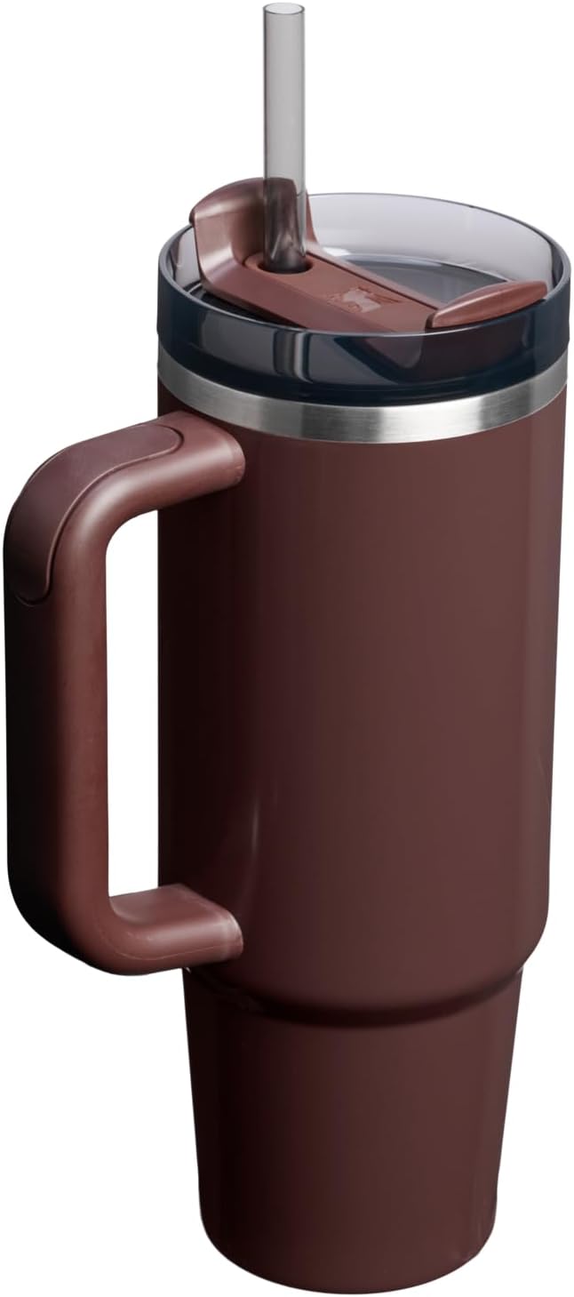 STANLEY Quencher H2.0 Flow State Tumbler, 30 oz, Mahogany Gloss | Handle and Straw | 3-Position Lid | Cup Holder Compatible for Travel | Insulated Stainless Steel Cup | BPA-Free