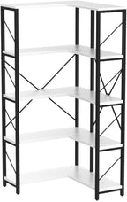 YITAHOME Corner Bookshelf, 5-Tier L-Shaped Bookcase Storage Organizer, Tall Open Display Freestanding Storage Rack Modern Book Shelf for Living Room, Bedroom, Home Office, White