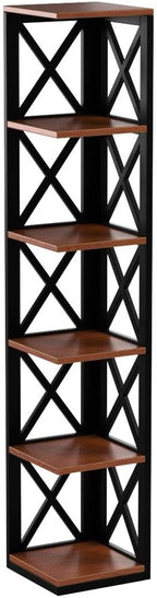 Convenience Concepts Oxford 5 Tier Corner Bookcase, Cherry / Black