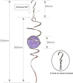 Fonmy Purple Gazing Ball Spiral Tail Wind Spinner Stabilizer with Swivel Hook 11inch Stainless Steel Tail and 2 inch Purple Glass Orb. Indoor Outdoor Garden Decoration Hanging Ornaments