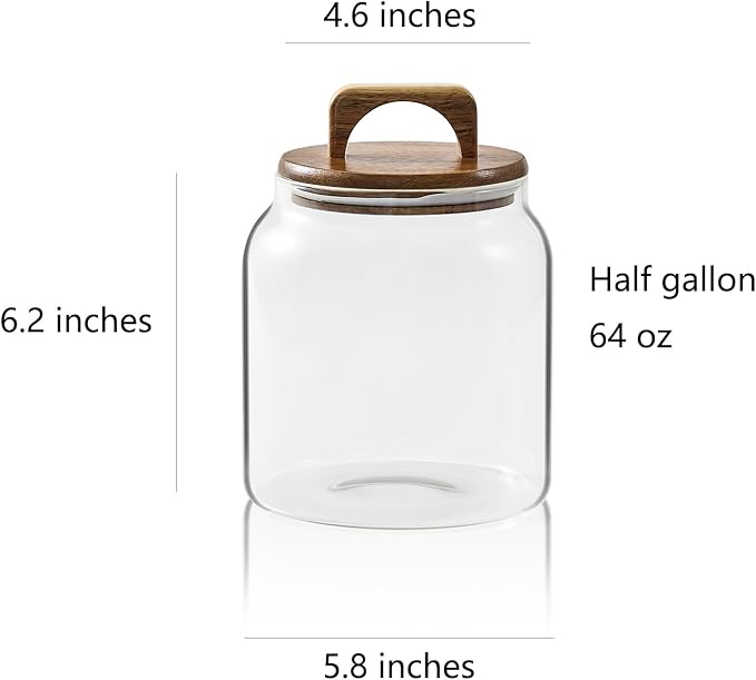 Sweejar Glass Jars for Laundry Room Organization, Half-Gallon Laundry Pods Container, Glass Food Storage Jars with Airtight Lid, 1 Pack, Hand Lid
