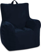 Posh Creations Structured Comfy Bean Bag Chair for Gaming, Reading, and Watching TV, Pasadena Chair, Microsuede - Navy Blue