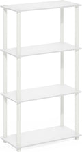 Furinno Turn-N-Tube 4-Tier Multipurpose Shelf Display Rack, White/White