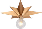 16 inch Flush Mount Ceiling Light, Gold Star Light Fixture, Farmhouse Star Ceiling Light, Vintage Flush Lighting Ceiling for Hallway, Entryway, Study, Bedroom, Stair, Foyer, Kitchen, Bathroom - Metal