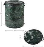 Wakeman Collapsible Trash Can - Pop Up 44-Gallon Outdoor Portable Garbage Bag Holder with Zippered Lid - Recycle Bin for Camping or Parties (Green)