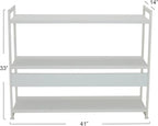 Household Essentials Jamestown Wide 3 Shelf Open Storage Bookshelf Scandinavian White and White Metal