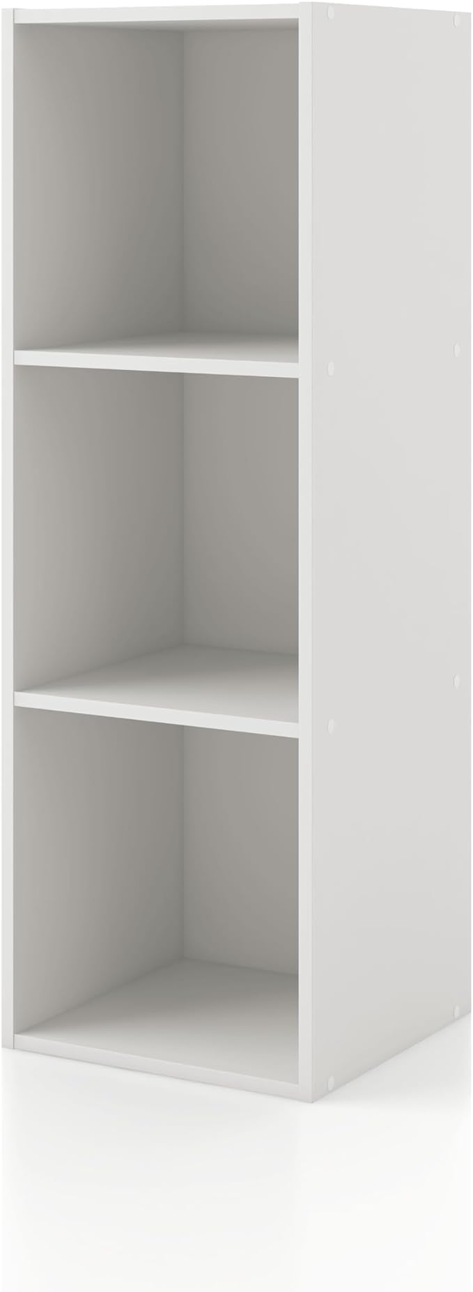 Apexa 3 Cube Storage Organizer Shelves, Stackable Wood Bookcase Fits Cubby Bins for Organization, Dorm Teen Room Decor & Home Office, White