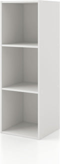 Apexa 3 Cube Storage Organizer Shelves, Stackable Wood Bookcase Fits Cubby Bins for Organization, Dorm Teen Room Decor & Home Office, White