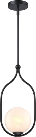 Globe Pendant Light, Modern Bubble Chandelier and Hand Blown Glass Chandelier with Black Finish Adjustable Rods for Kitchen Island Dinning Room Bedroom Living Room Home Owners