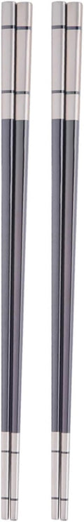 Reusable Stainless Steel Chopsticks,Dishwasher Safe , Easy to Use(2 PCS,black)