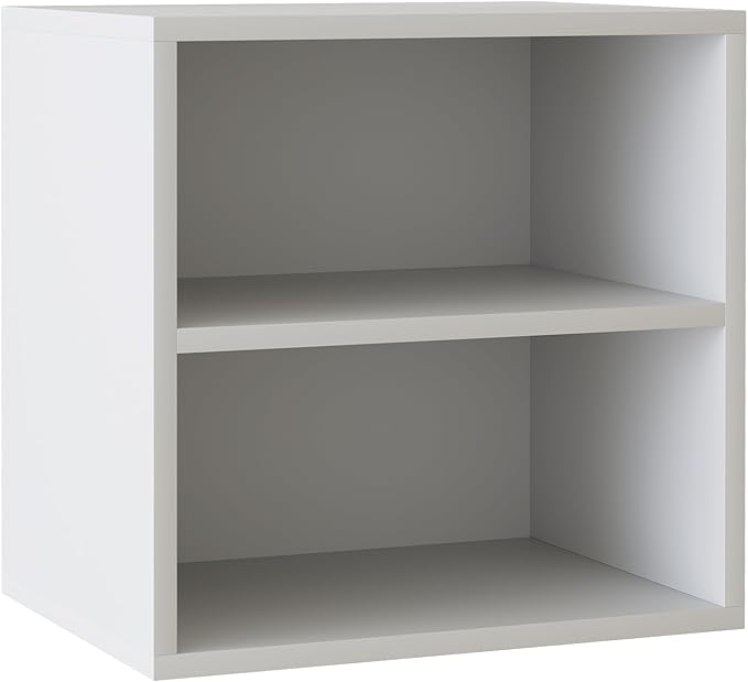 Storage Cube 2 Tiers White Stackable Storage Shelf, Cubby Organizer Wooden Display Shelf Closet Organizer,Modern Cubical Bookcase Compact Storage Cabinet for Living Room Bedroom Office