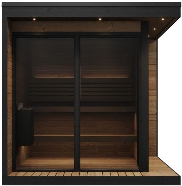 GL6 Outdoor Sauna Kit, Garden Luxury-Series Outdoor DIY Sauna Kit, Thermo-Spruce, up to 6 Persons Bundles (Sauna Heater and Sauna Stones Included) (HIVE MINI 11 WiFi - Wood)