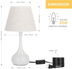 SEHERTIWY Table Lamp Set of 2, Small Bedside Lamps for Bedroom, Modern Lamp with White Fabric Shade,Nightstand Desk Lamp for Living Room Rustic Office Dorm