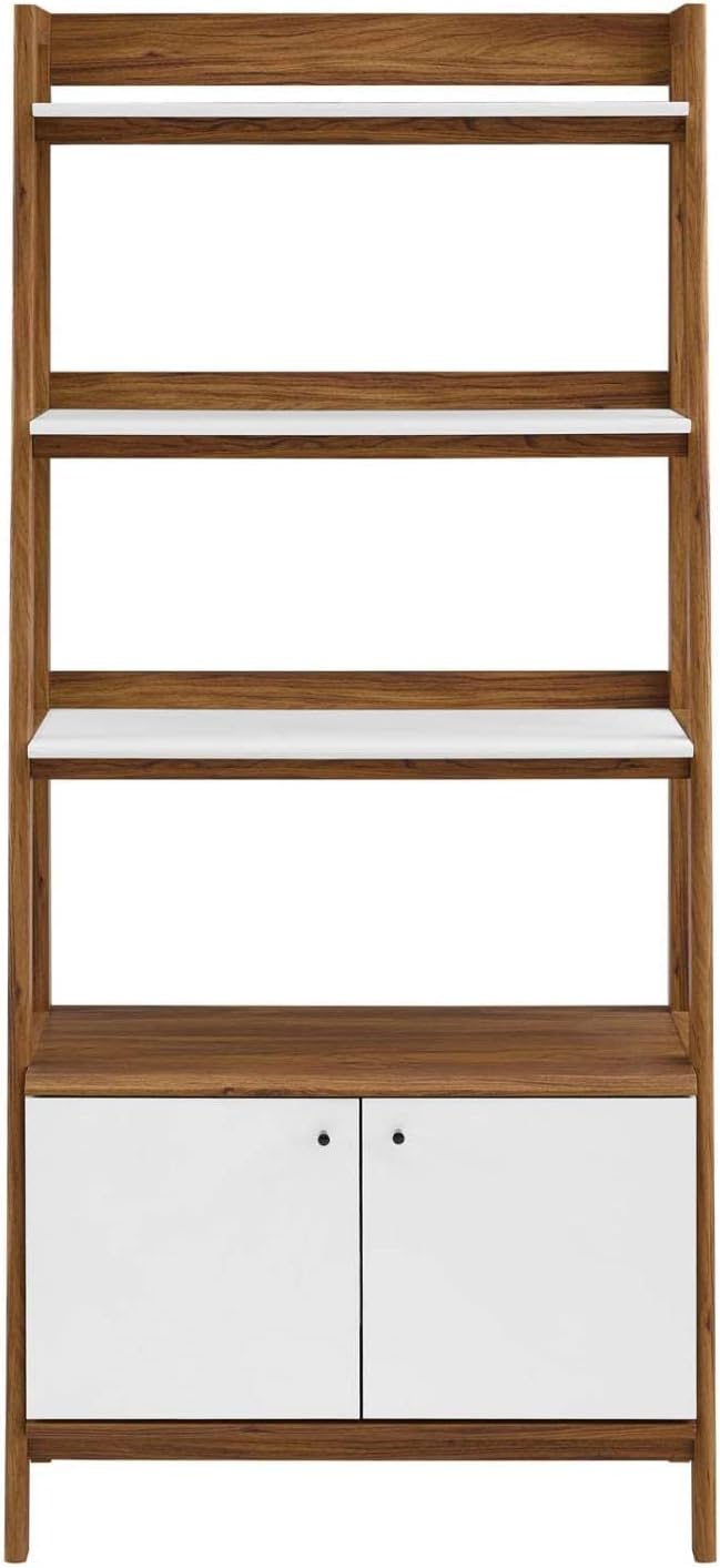 Modway Bixby Display Case, 33" Bookshelf, Walnut White