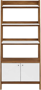 Modway Bixby Display Case, 33" Bookshelf, Walnut White