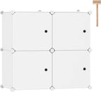 C&AHOME Cube Storage Organizer with Doors, 4-Cube Shelves, Closet Cabinet, DIY Plastic Modular Bookshelf Ideal for Bedroom, Living Room, 24.8" L x 12.4" W x 24.8" H Milky USHS04M-DOOR