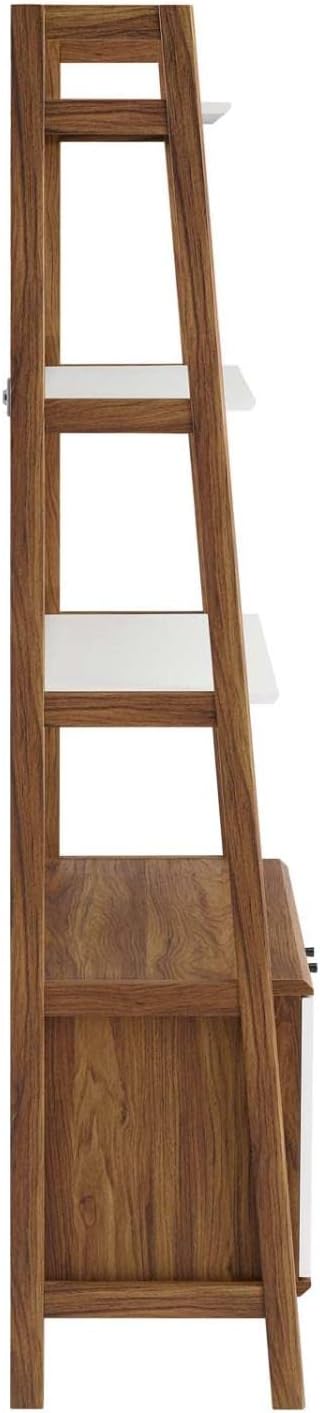 Modway Bixby Display Case, 33" Bookshelf, Walnut White