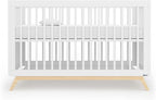 dadada Baby Soho 3-in-1 Convertible Crib – Made in Italy, GREENGUARD Gold, Adjustable Mattress Height, Solid Beechwood – Baby-Safe Finish, Modern Design 53.15 x 29.95 x 36.7 in (White + Natural)