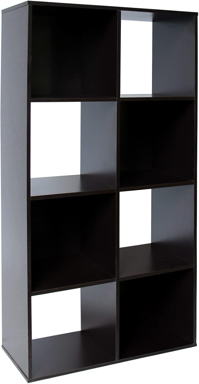 PACHIRA E-Commerce US 8 Cube Storage Organizer, Unit Shelf, Wooden Closet Cabinet, Bookshelf Rack in Study, each cube11.22, DARK BROWN