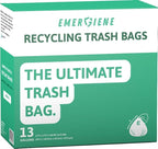 13 Gallon Recycling Trash Bags, 200 Count Drawstring Tall Kitchen Garbage Bags, Pre-Separated, Unscented, Ultra Strong, Leakproof, Sturdy, Translucent Blue