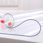 NECAUX Custom Multi-Size 1.5mm Thick Clear PVC Table Cover Protector - 42 x 96 Inch Kitchen Wood Grain Vinyl Table Cover Rectangular Table Pad for Dining Room Table/Meeting Table