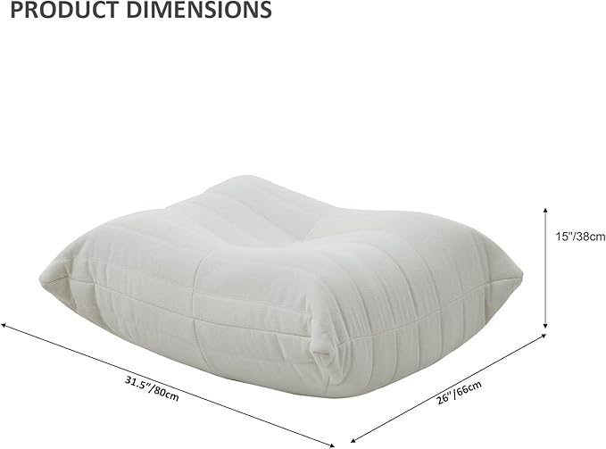 Luxury Ottomans, Modern Square Foot Rest for Sofa Couch Chair, Lazy Floor Seating, Fireside Bean Bag Chair, Tatami Sofa Lounger for Living Room, Bedroom, Office, White