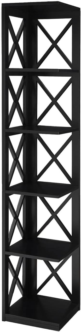 Convenience Concepts Oxford 5 Tier Corner Bookcase, Black