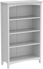 Camaflexi Shaker Style 4 Shelf Bookcase / Solid Wood / 48 inch High / Adjustable Shelving / Closed Back / Display Bookshelf for Living Room, Bedroom, Home and Office, White