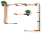 CatastrophiCreations Mini-Garden - Multiple-Level Cat Hammock & Climbing Activity Center - Wall-Mounted Cat Tree Shelves Natural/Charcoal, Natural Bamboo/Charcoal Gray Canvas, MGD11NACH