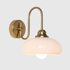 Vintage Gold Wall Sconce Mid Century Vanity 1-Light Glass Wall Mounted Light Up and Down Background Wall Lamp Brushed Brass Finished Lighting Bauhaus Wall Sconce for Bedroom, Kitchen, Hallway
