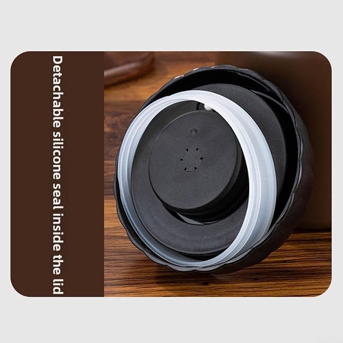 304 Stainless Steel Coffee Bean Canister, Airtight Coffee and Tea Storage Container, Light Blocking Moisture Food Storage Jar for Beans Tea Spices(Black)