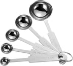 Stainless Steel Measuring Spoons Set, Metal Teaspoon & Tablespoon, Set of 5 | Measuring Spoon, Coffee Bar Kitchen Appliances & Apartment Essentials for Coffee Baking, Gifts for Mom & Coffee Lover