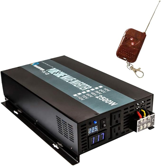 WZRELB RBP250024VCRT 2500W 24V 120V Pure Sine Wave Solar Power Inverter with Remote Control Switch