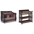 Delta Children Bentley 4-in-1 Convertible Crib and Eclipse Changing Table Bundle, Black Cherry