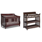 Delta Children Bentley 4-in-1 Convertible Crib and Eclipse Changing Table Bundle, Black Cherry