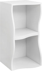 ECYIL Double Layered Independent Storage Rack, Full Circular Color Blocking Bookshelf, Suitable for Home, Office, Living Room, etc (white)