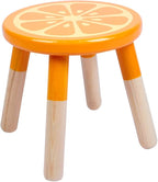 9 Inch Kids Solid Hard Wood Fruit Chair, Crafted Hand-Painted Wood with Assembled Four-Legged Sitting Stool, Bedroom, Playroom, Orange Furniture Stool for Toddler, Children, Boys, Girls(Orange)